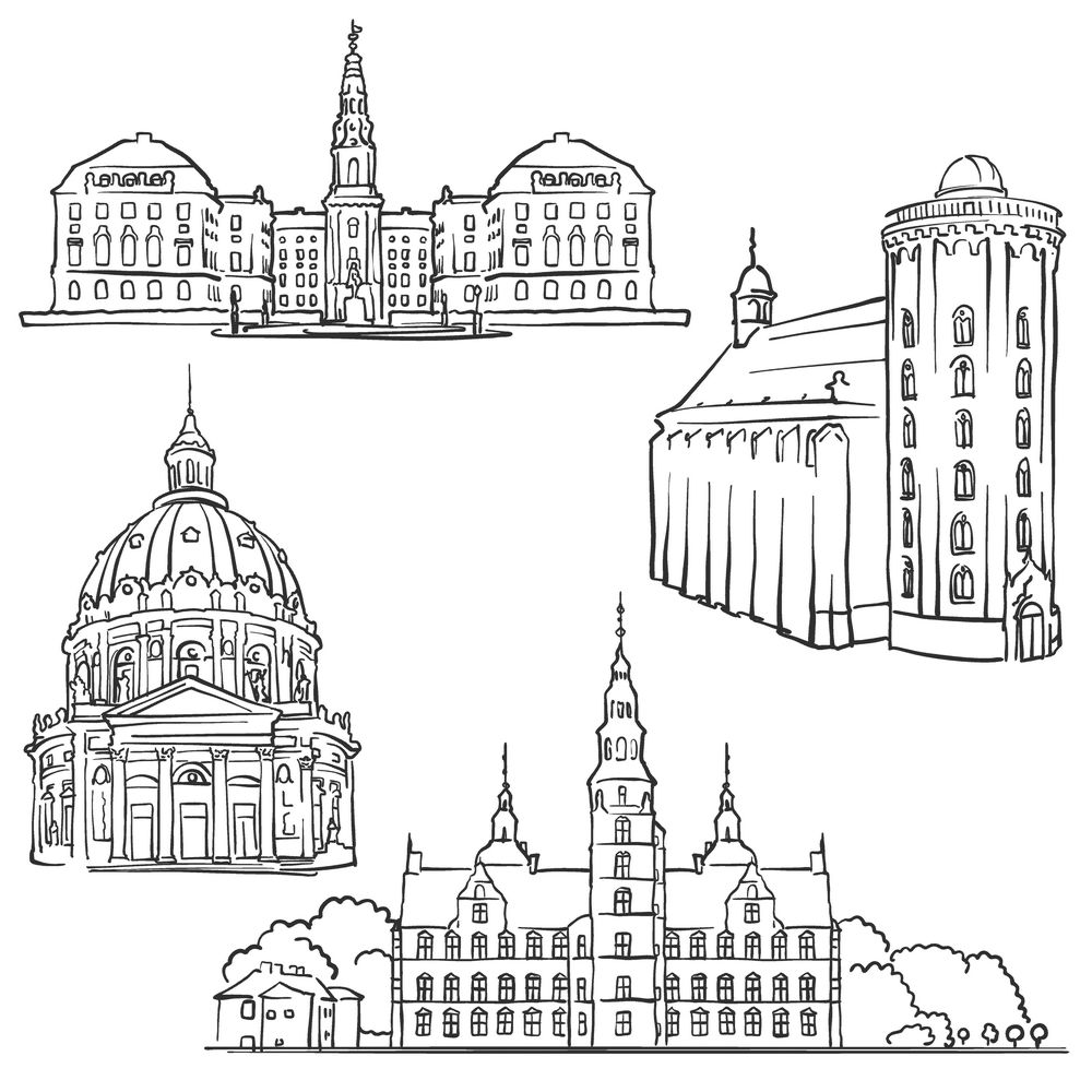 欧洲建筑手绘简笔画图片