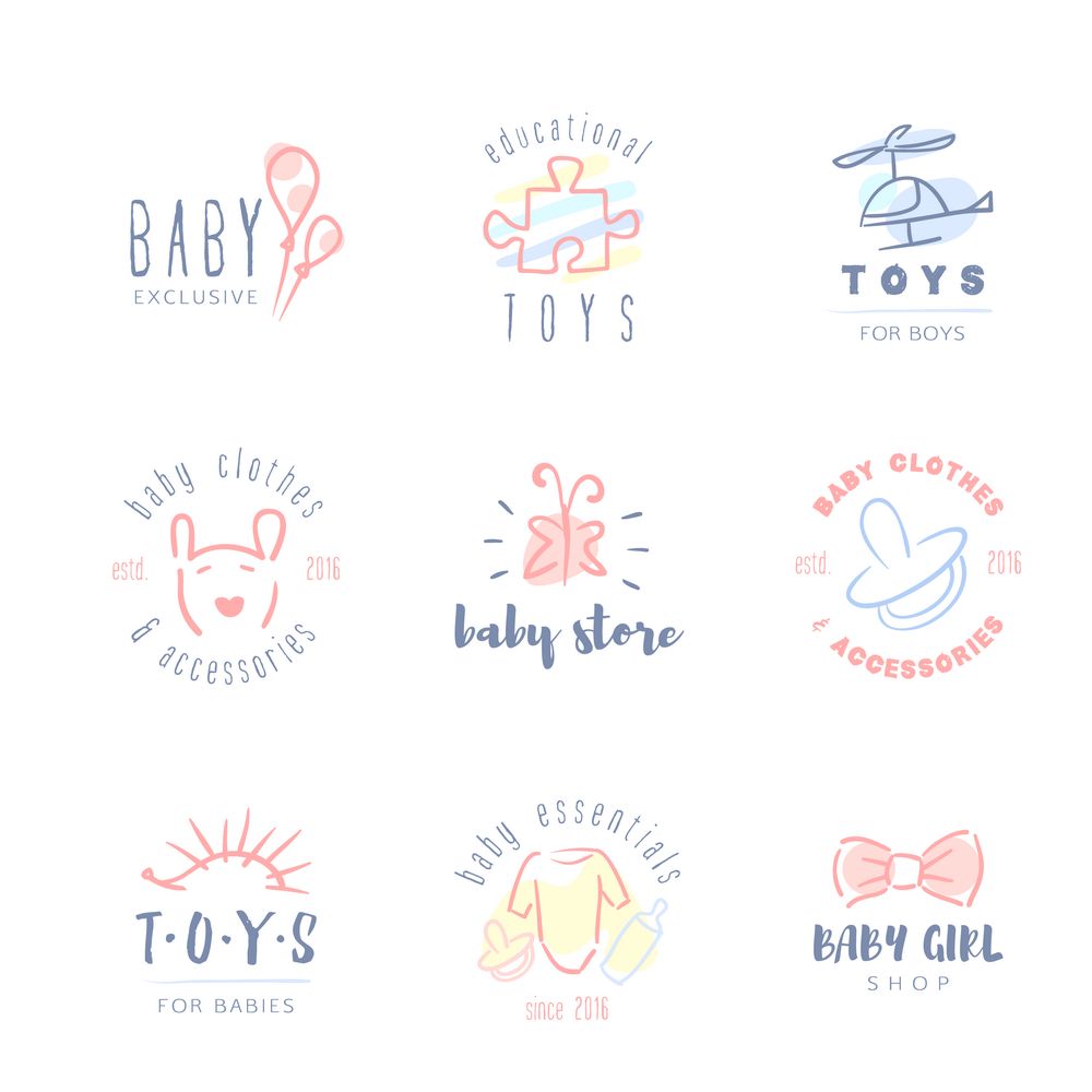 婴儿用品可爱logo矢量素材下载