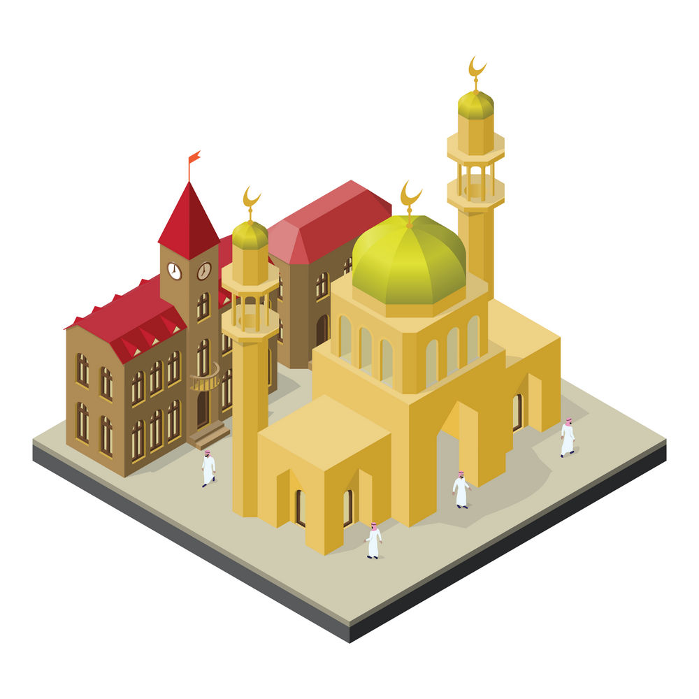 Muslim_mosque_tower_with_domes_design_isometric07