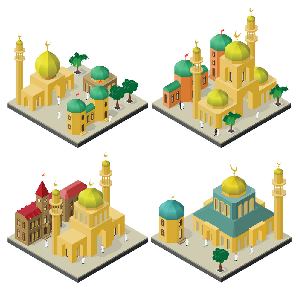 Muslim_mosque_tower_with_domes_design_isometric09