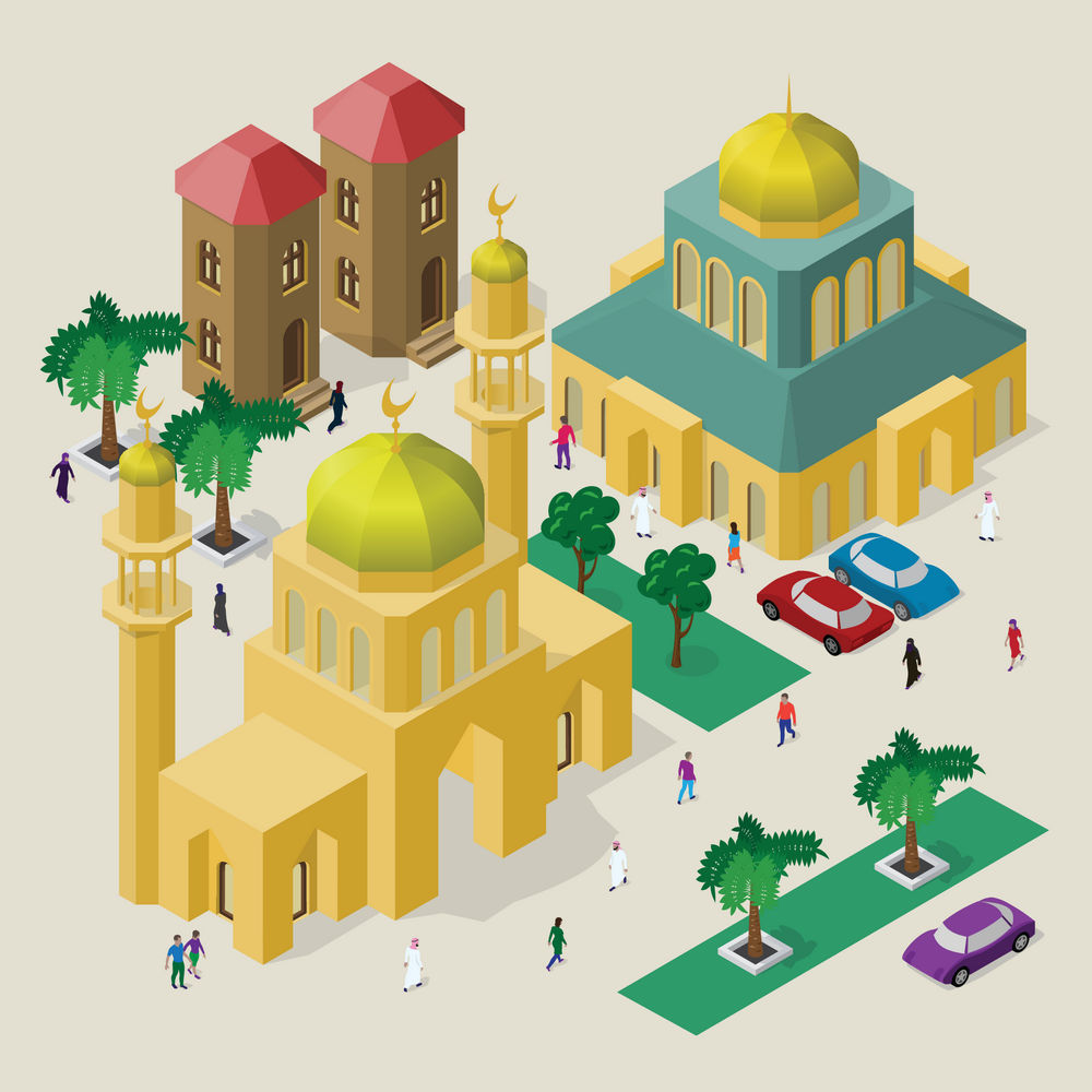 Muslim_mosque_tower_with_domes_design_isometric11