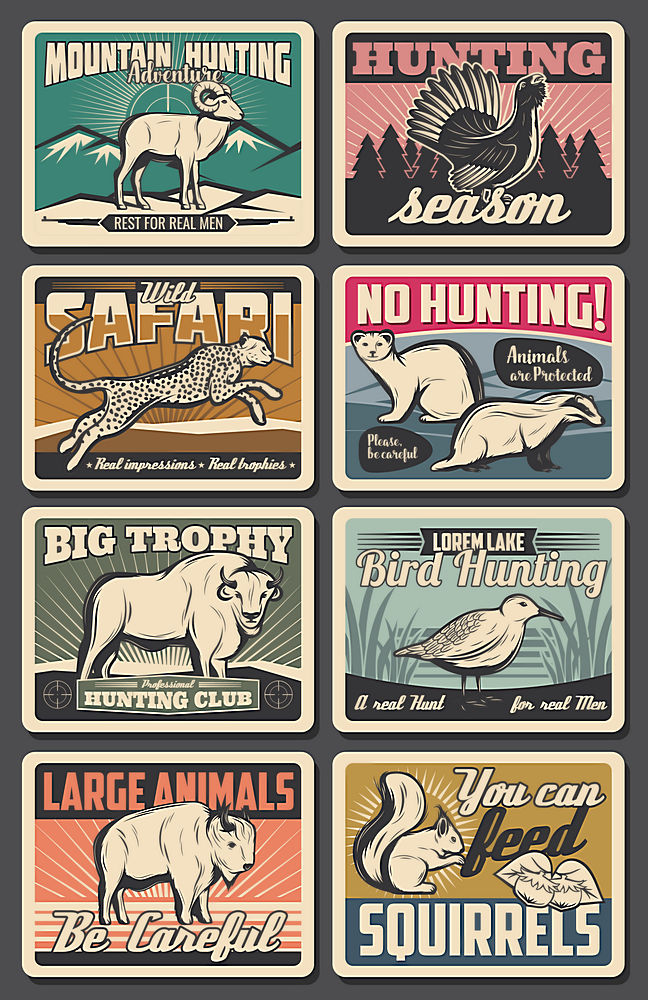 Animals_and_objects_different_elements_vintage_poster03