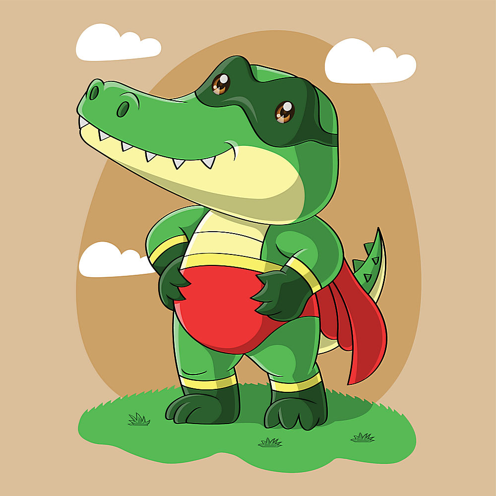 可爱小动物绿色大鳄鱼卡通动物卡通形象图片