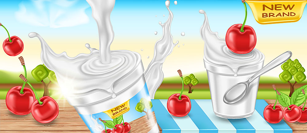 车厘子樱桃牛奶酸奶海报广告美食高清图片 第1页