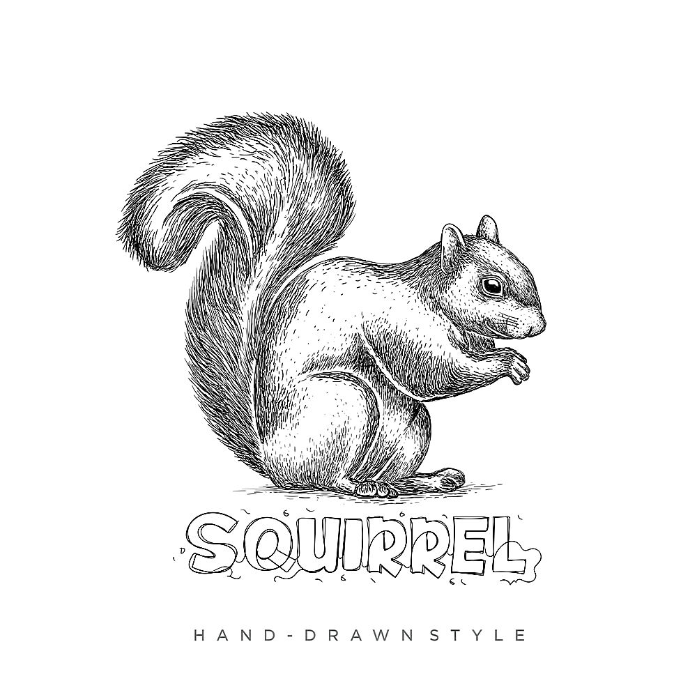单色松鼠动物插画设计 第1页