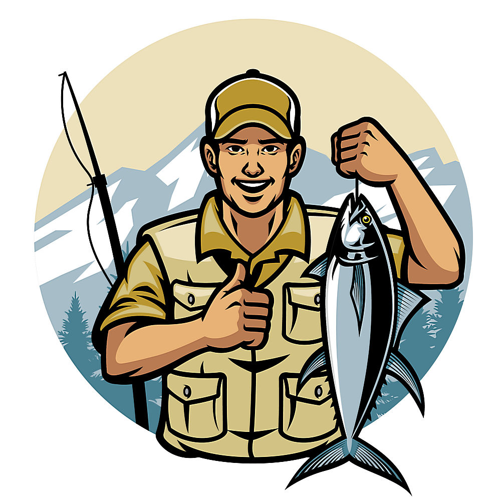 钓鱼爱好者主题人物角色图标UI矢量插画设计 第1页